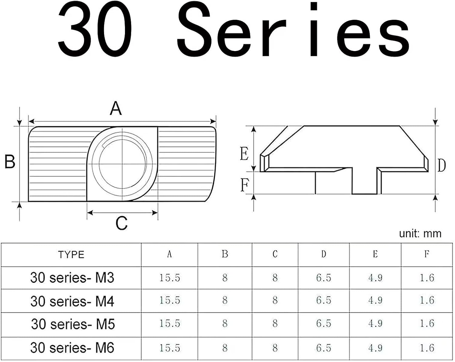 مهره T سایز M5 برای شیار 8