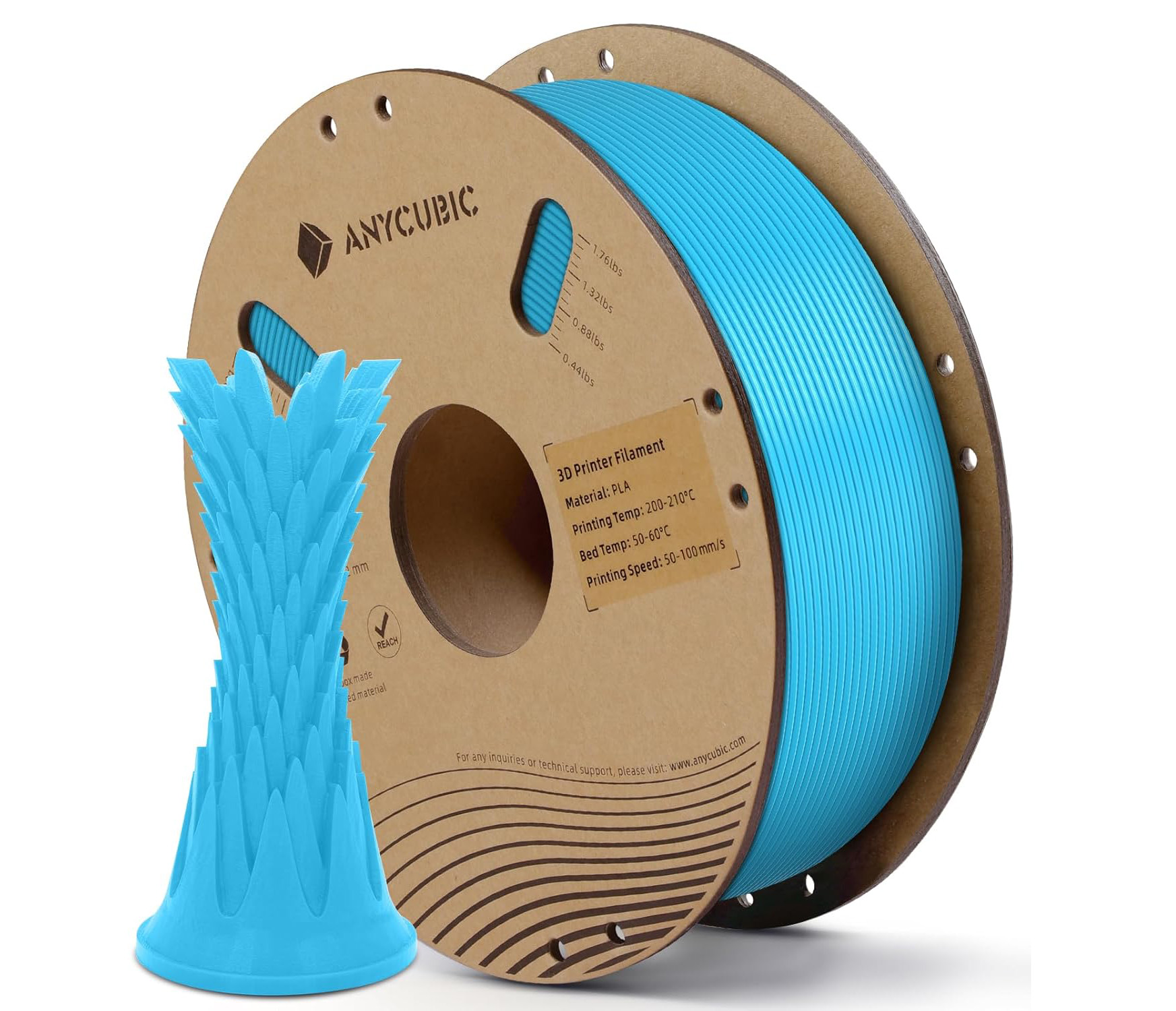 فیلامنت pla plus آبی (Light Blue) برند انیکیوبیک 1KG 