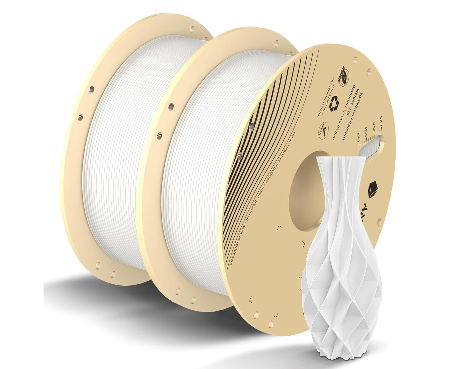 فیلامنت pla plus سفید (Bright White) برند انیکیوبیک 1KG 