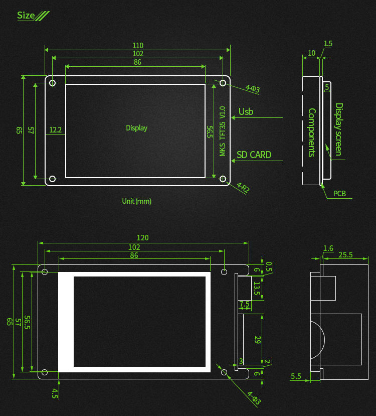 کنترلر و نمایشگر لمسی Makerbase مدل MKS TFT35-FW V1.0