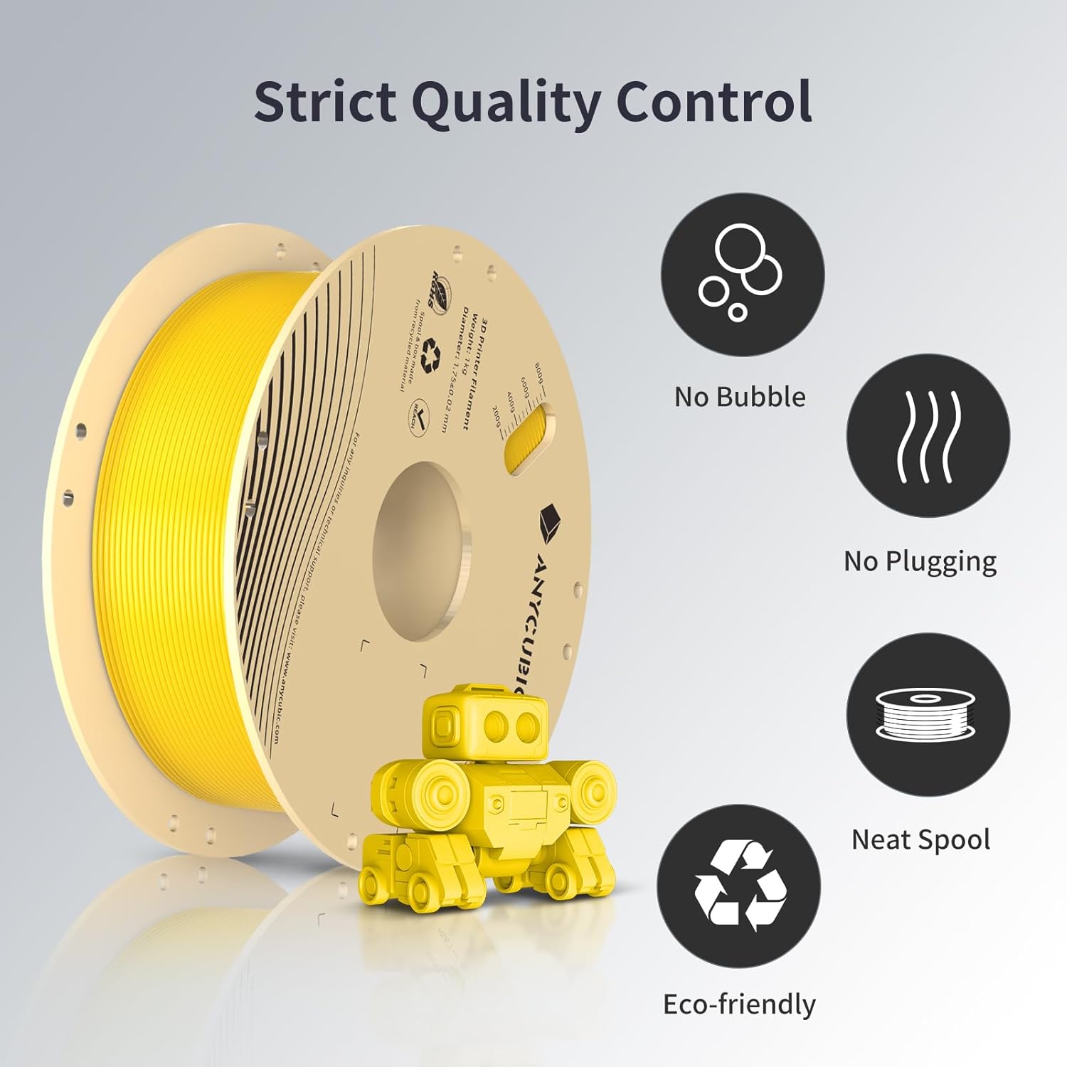 فیلامنت pla plus زرد (Vibrant Yellow) برند انیکیوبیک 1KG 